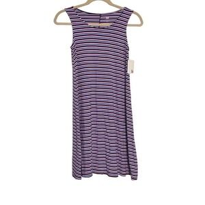 SO |‎ STRIPED A-LINE SIMPLE TANK DRESS RED WHITE BLUE  XS NEW WITH TAGS